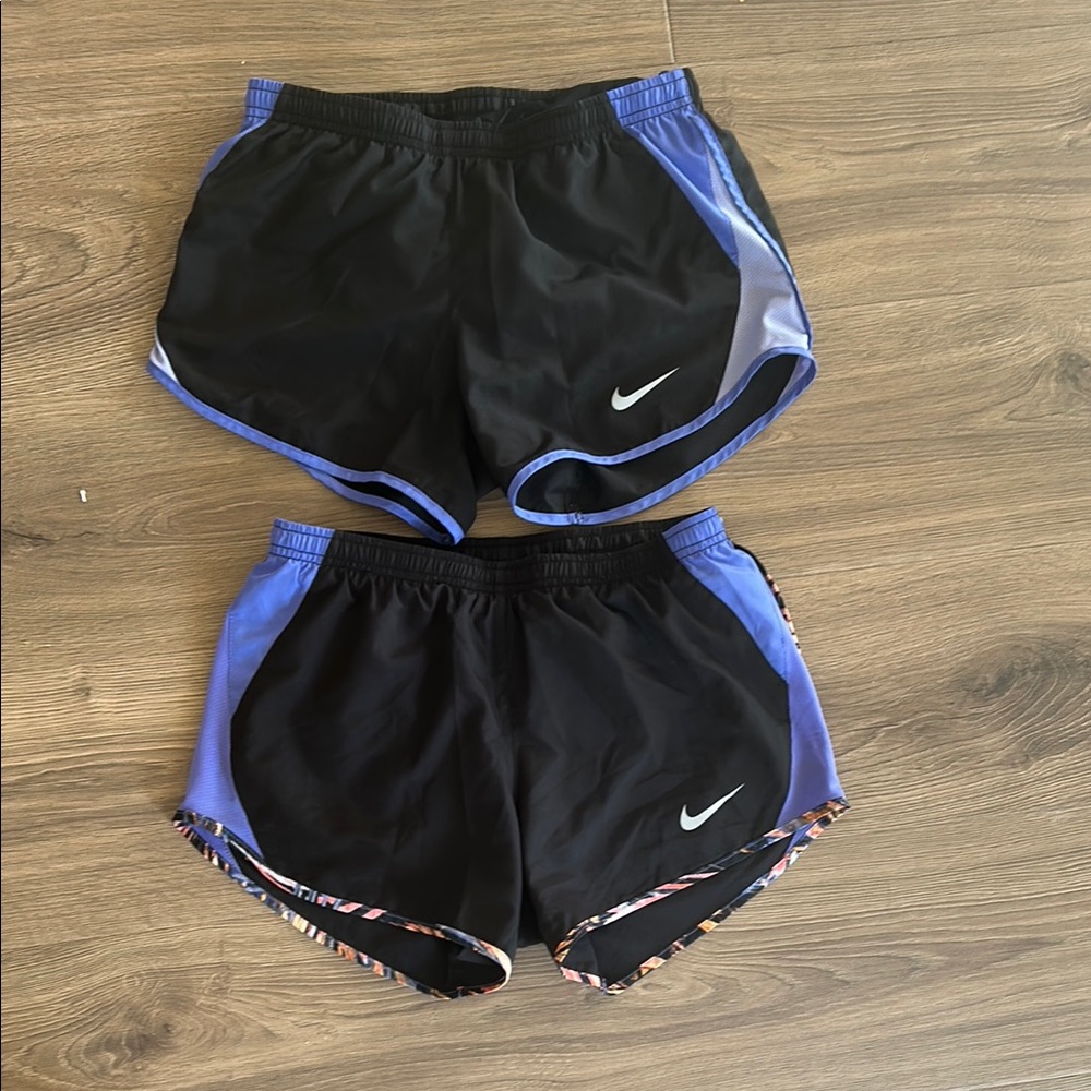 Nike Black and Purple Athletic Shorts Set